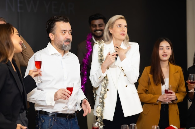 business party success celebration group diverse business people colleagues employees dance applause clapping event party achievement 38052 5244